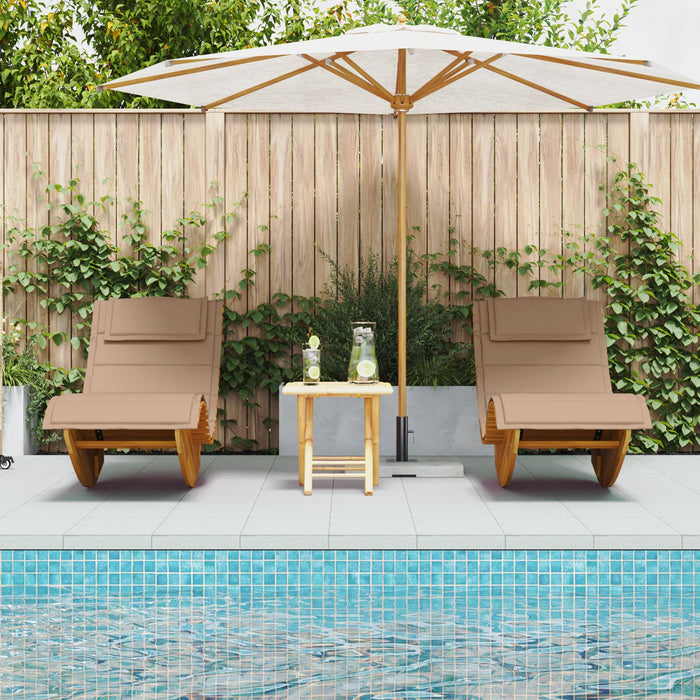 Sun Lounger Set Of 2 Taupe Solid Acacia Wood Standard Ergonomic Ttxkoti