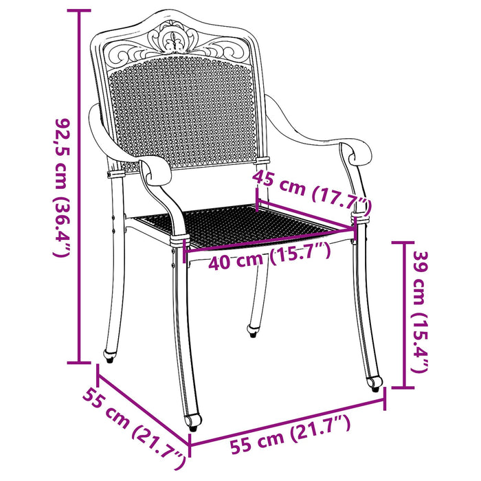 Garden Chairs 2 Pack White Cast Aluminium Axbbxtnb
