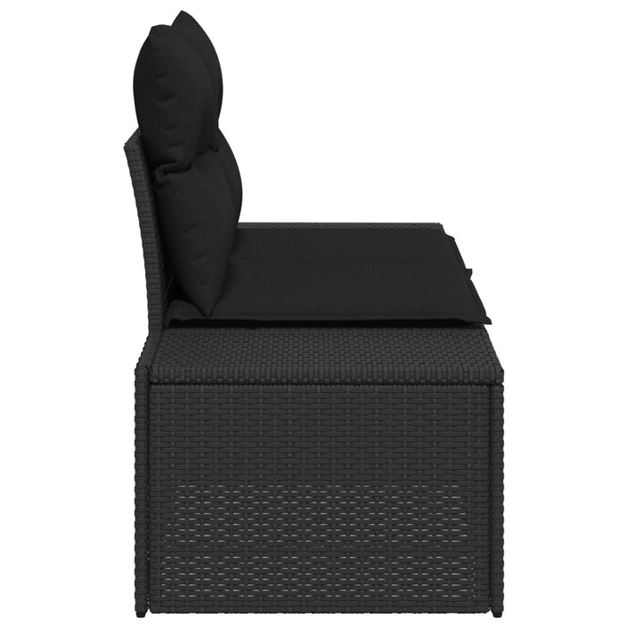 2-Seater Garden Sofa With Cushions Black Poly Rattan Axbblnbo