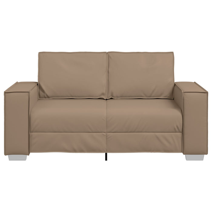 Loveseat Sofa In Cappuccino - 120 Cm Faux Leather Aobpbak