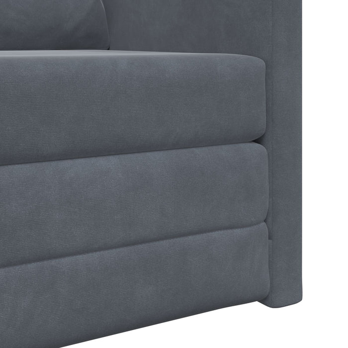 Floor Sofa Single Convertible Velvet 74X77X81 Cm Dark Grey Aobllot