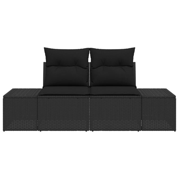 2-Seater Garden Sofa With Cushions Black Poly Rattan Axbblnbo
