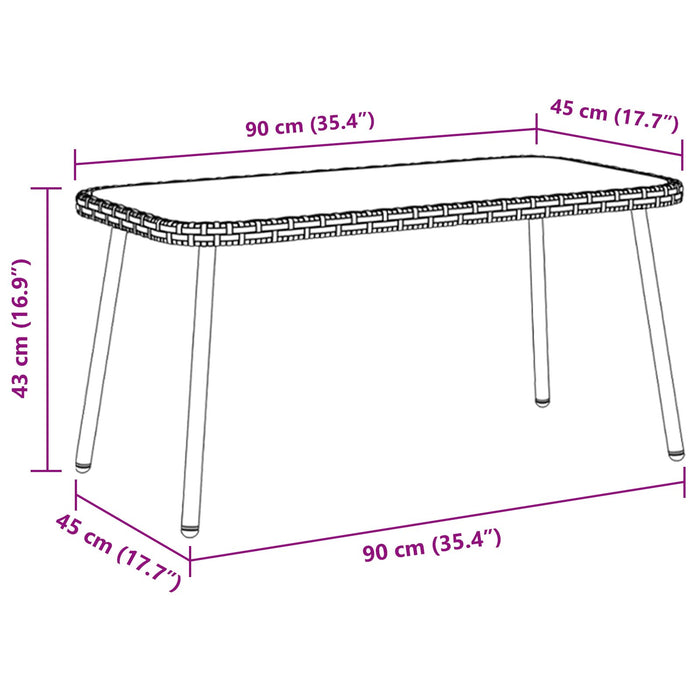 Coffee Table Black 90X45X42 Cm Poly Rattan Aobnxli