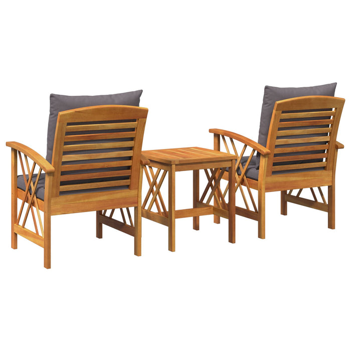 3 Piece Garden Lounge Set With Cushions Solid Acacia Wood Aoblapb