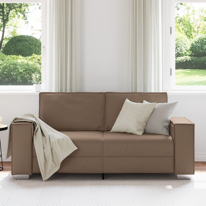 Loveseat Sofa In Cappuccino 140Cm Faux Leather Aobpbpp