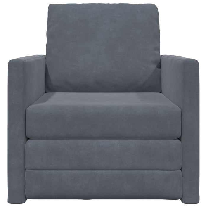 Floor Sofa Single Convertible Velvet 74X77X81 Cm Dark Grey Aobllot