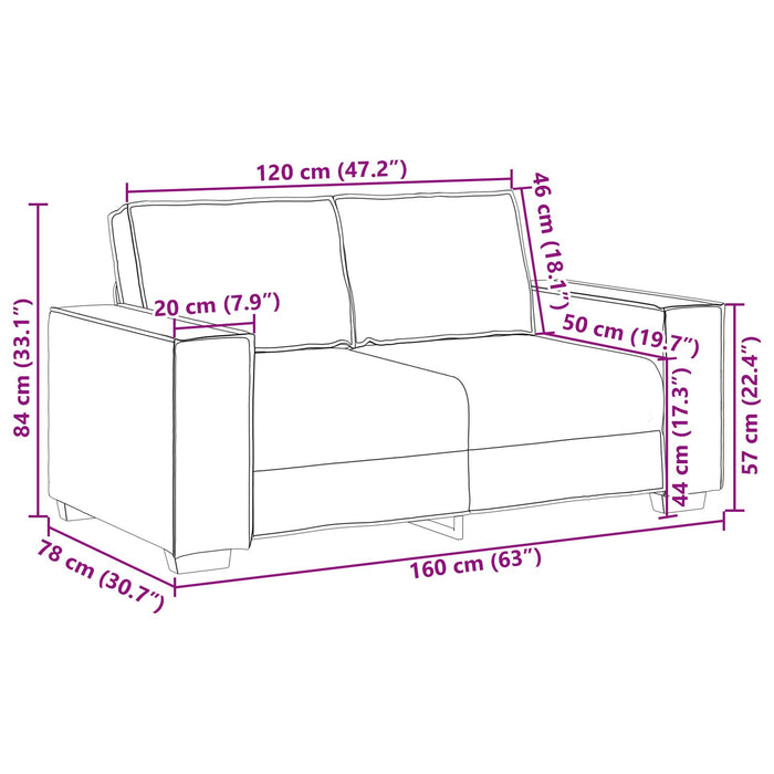 Loveseat Sofa In Cappuccino - 120 Cm Faux Leather Aobpbak