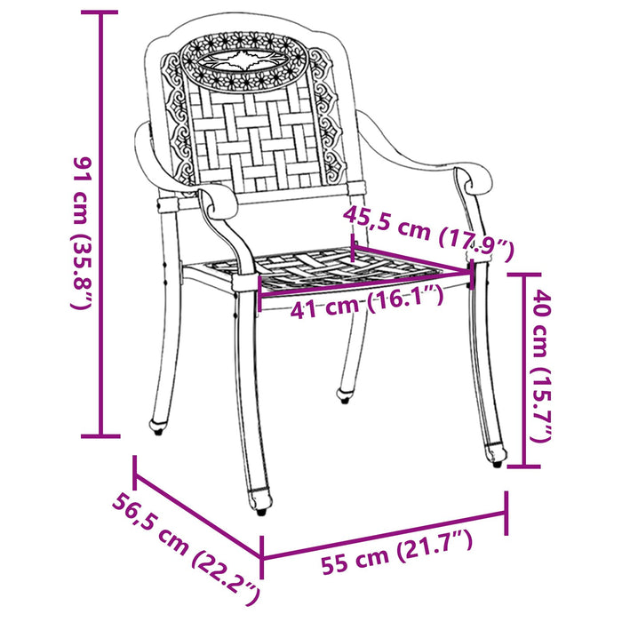 Outdoor Chairs 2 Pack White Cast Aluminium Axbbxtix
