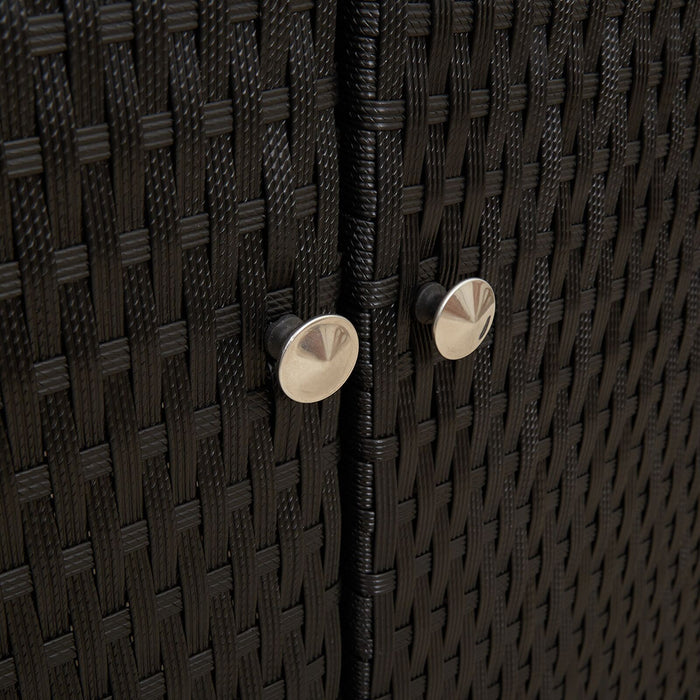 Storage Cabinet Black 100X36X102 Cm Rattan Aobtnxo