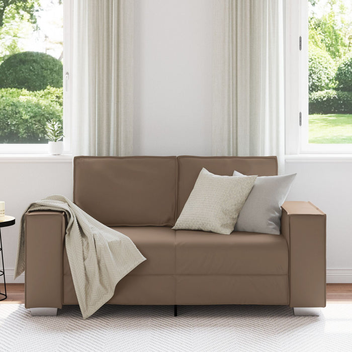 Loveseat Sofa In Cappuccino - 120 Cm Faux Leather Aobpbak