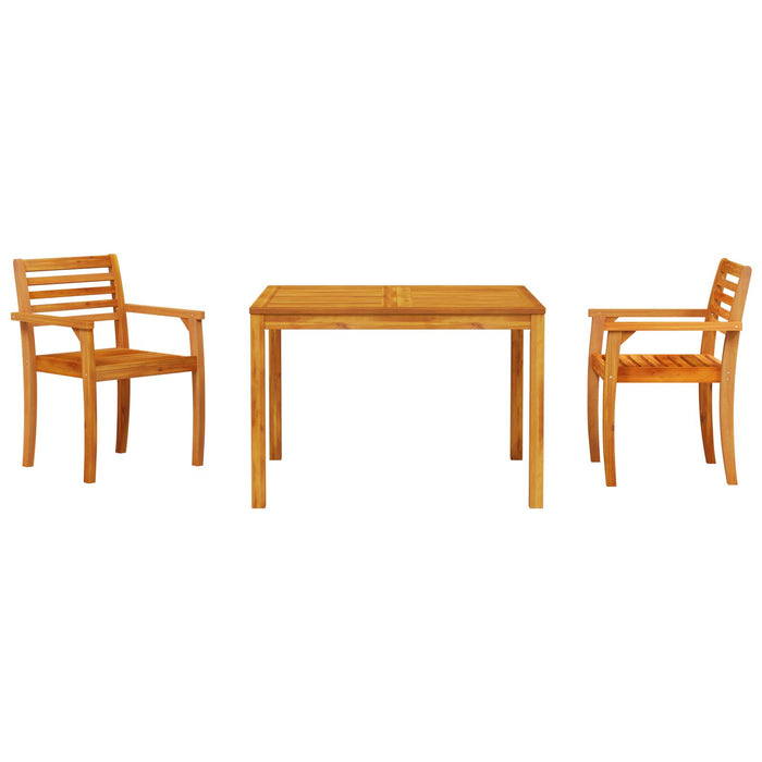 3 Piece Garden Dining Set - Solid Acacia Wood Ttiplio