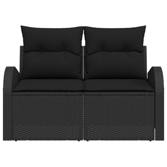 2-Seater Garden Sofa With Storage & Cushions Black Poly Rattan Axbblipo