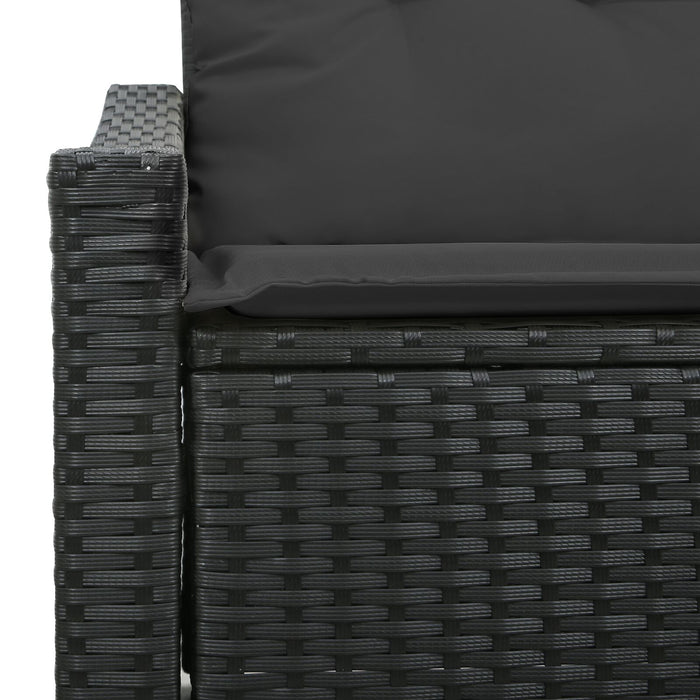 2-Seater Garden Sofa With Cushions Black Poly Rattan Axbblino