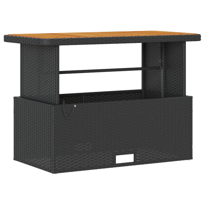 4 Piece Garden Dining Set With Cushions Black Poly Rattan Acacia Axbbikxo