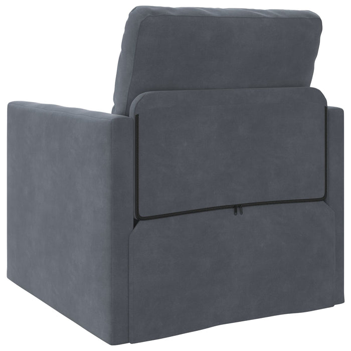 Floor Sofa Single Convertible Velvet 74X77X81 Cm Dark Grey Aobllot