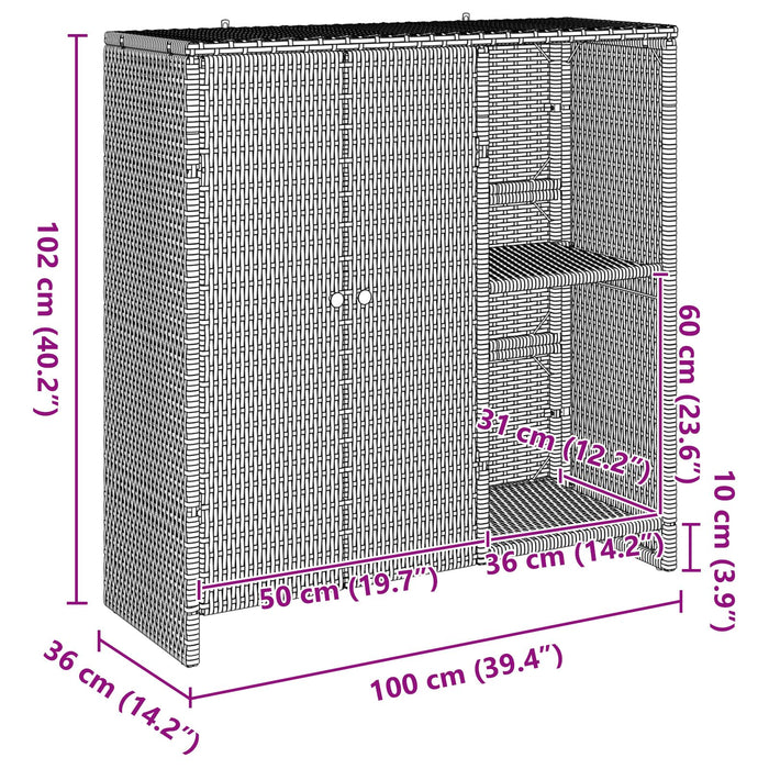 Storage Cabinet Brown 100X36X102 Cm Rattan Aobtnxx