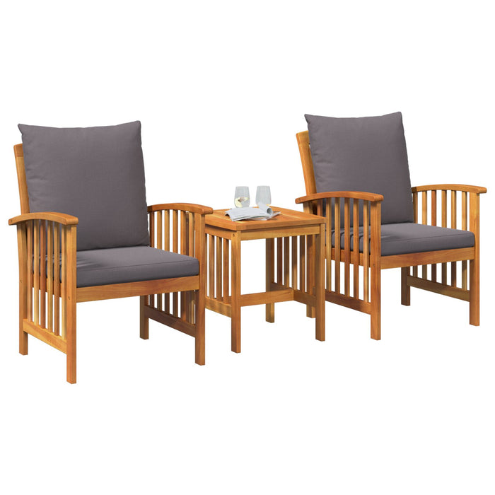 3 Piece Garden Lounge Set With Cushions Made From Solid Acacia Wood Aoblaan