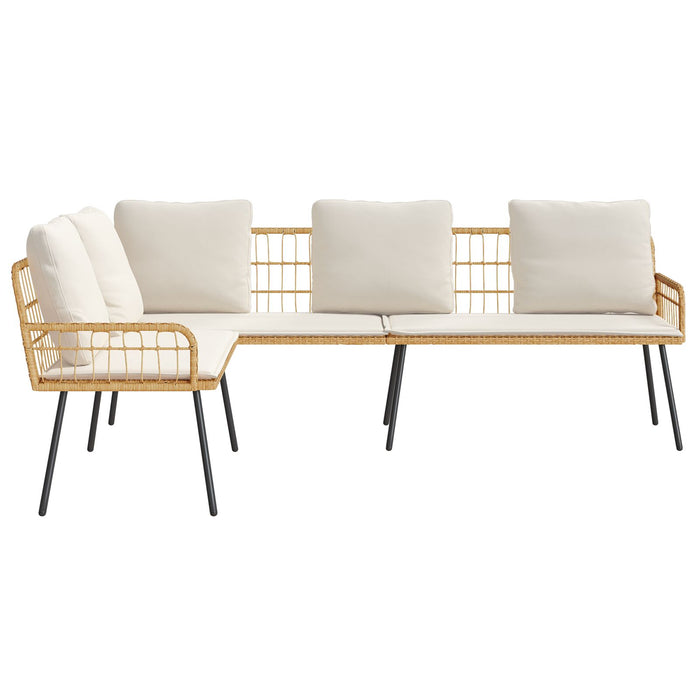 L-Shaped Sofa Natural 231X173X78 Cm Poly Rattan Aobnxla