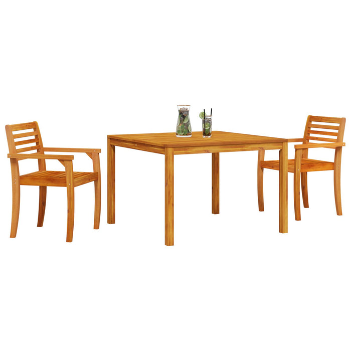 3 Piece Garden Dining Set - Solid Acacia Wood Ttiplio
