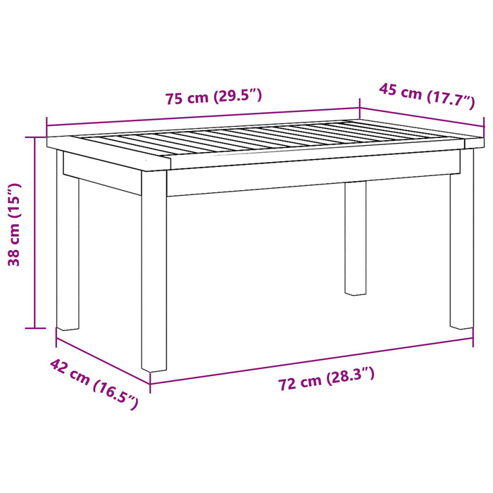 Coffee Table 75X40X38 Cm Solid Wood Acacia Aoblalt
