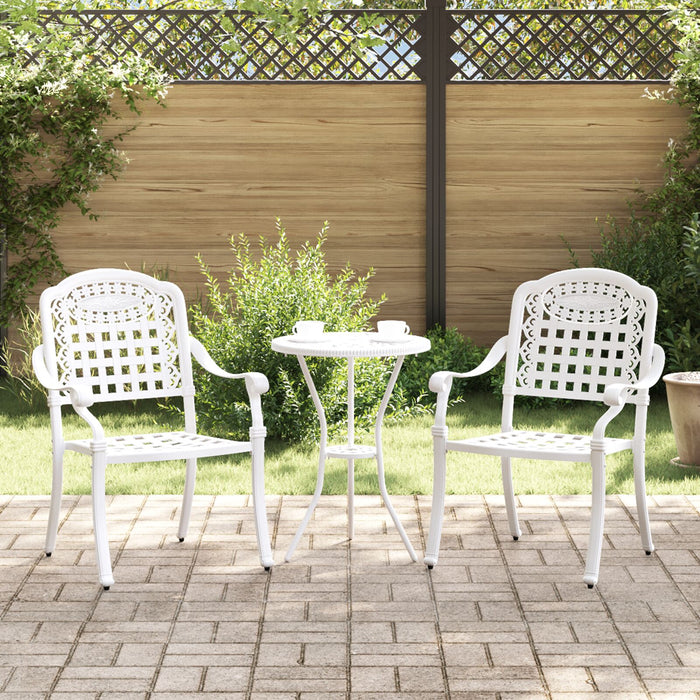 Outdoor Chairs 2 Pack White Cast Aluminium Axbbxtix