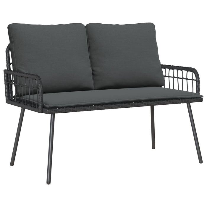 Garden Bench Black 114X64X78 Cm Poly Rattan Aobnxlo