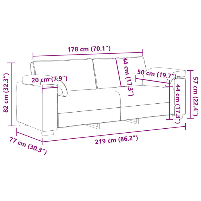 3-Seater Couch Dark Grey 178 Cm Fabric Aobpxtn