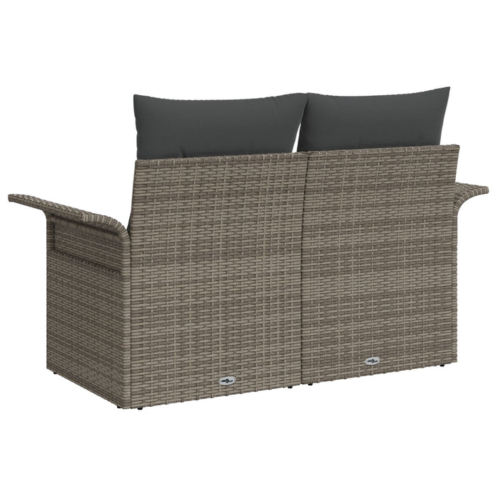 2-Seater Garden Sofa With Storage & Cushions Grey Poly Rattan Axbbliba