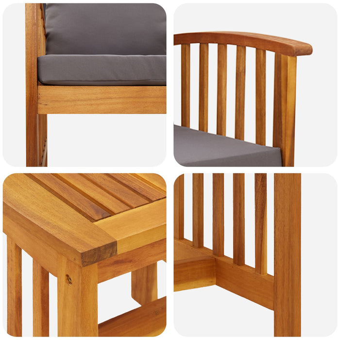 3 Piece Garden Lounge Set With Cushions Made From Solid Acacia Wood Aoblaan