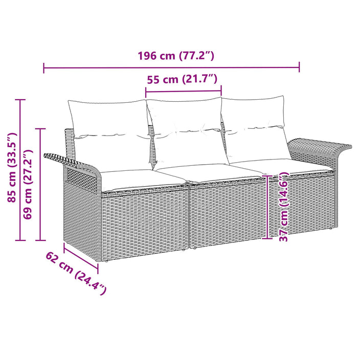 3 Piece Garden Sofa Set With Cushions Black Poly Rattan Ttapxxt