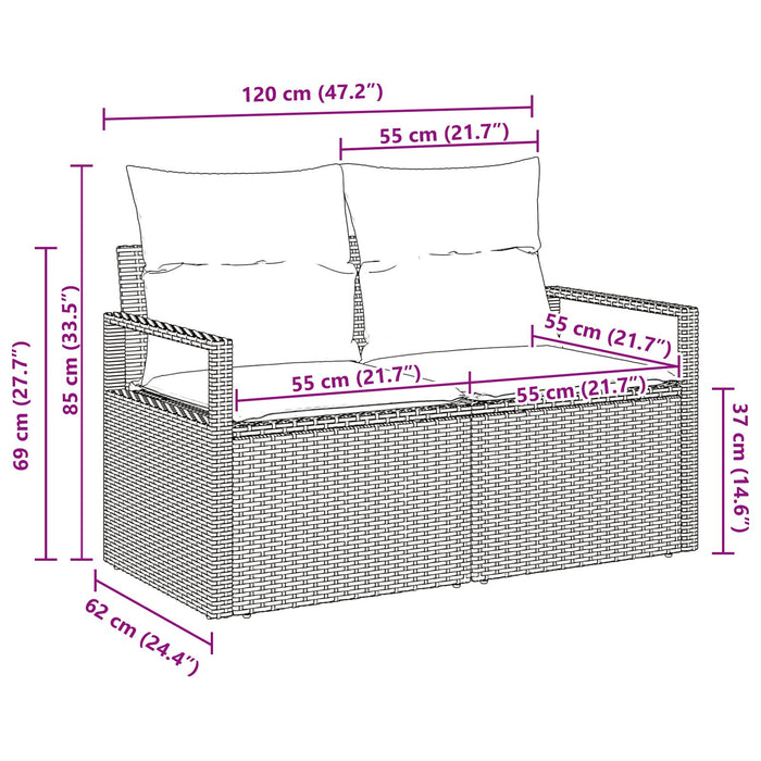2-Seater Garden Sofa With Storage And Cushions In Beige Poly Rattan Axbblill