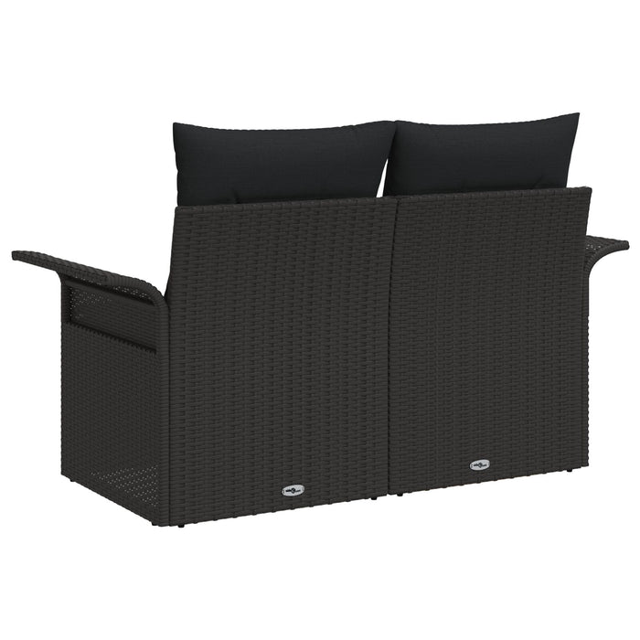 2-Seater Garden Sofa With Cushions Black Poly Rattan Axbblibo