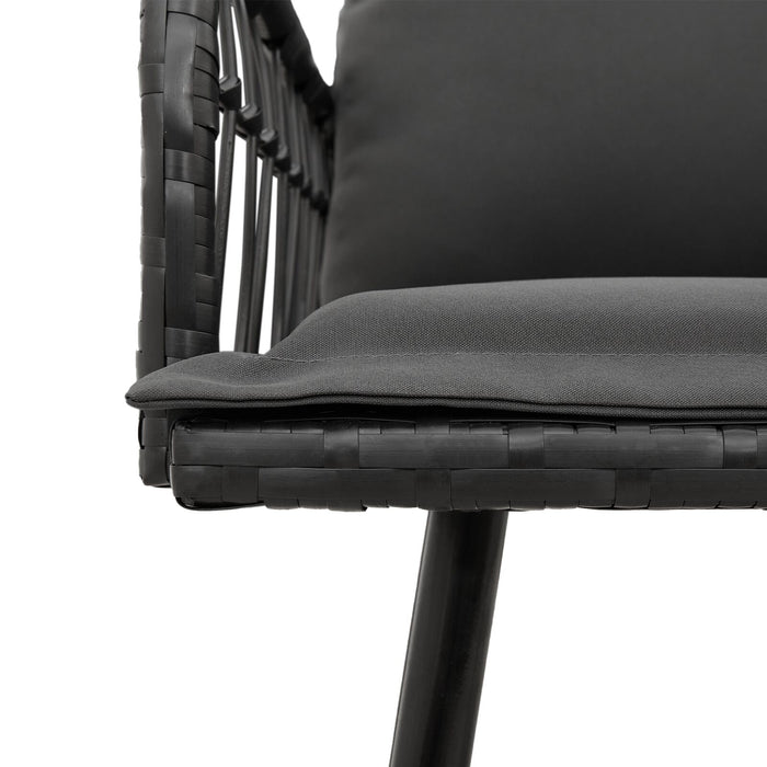 Garden Bench Black 114X64X78 Cm Poly Rattan Aobnxlo