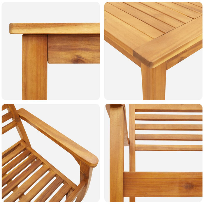 3 Piece Outdoor Dining Set - Solid Acacia Wood Ttipllk