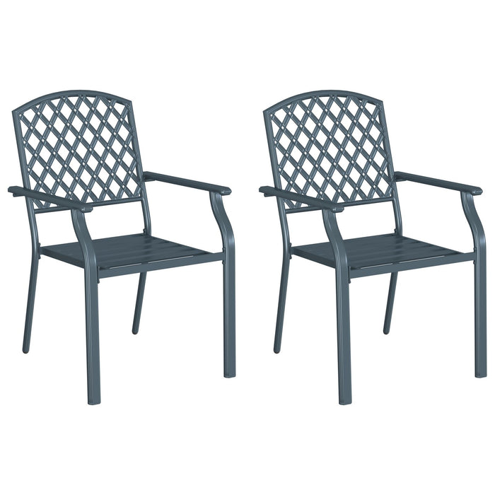Garden Chairs 2 Pcs Stackable Anthracite Steel Tlxiip