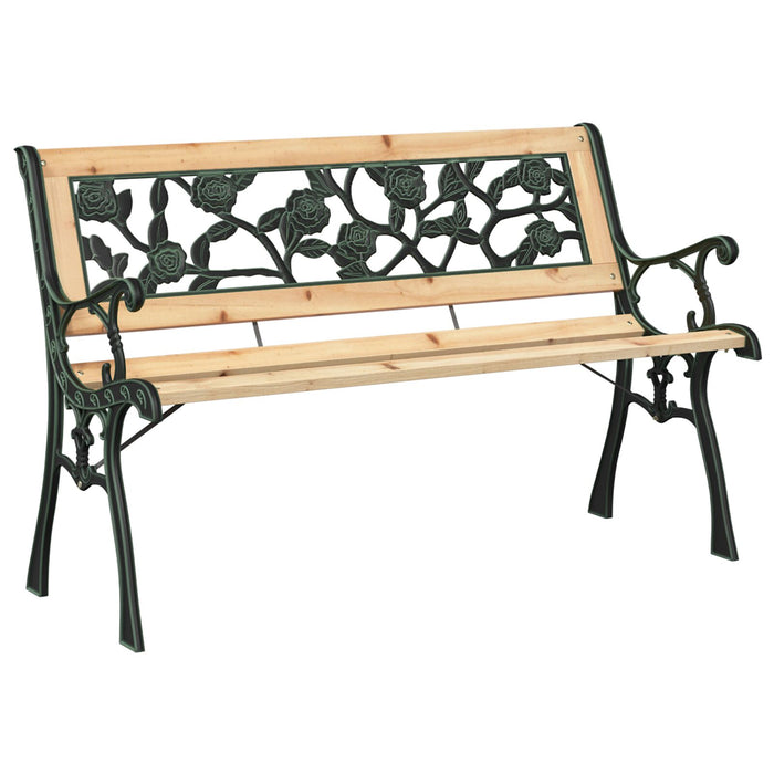 Garden Bench With Rose Patterned Backrest 116 Cm Wood Tokpib