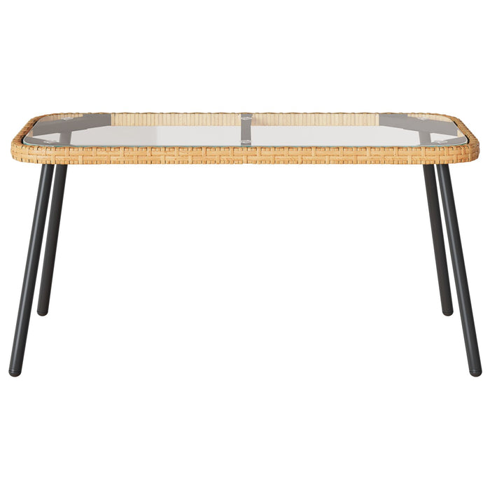 Coffee Table Natural 90X45X42 Cm Poly Rattan Aobnxln