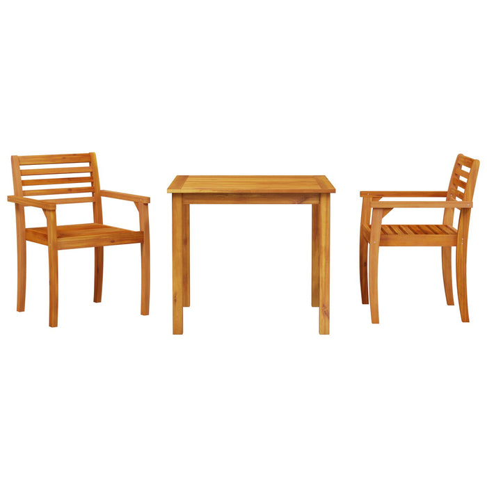 3 Piece Outdoor Dining Set - Solid Acacia Wood Ttipllk