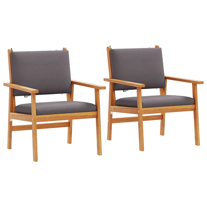 Outdoor Chairs 2 Pcs With Cushions Solid Acacia Wood Aoblpnb