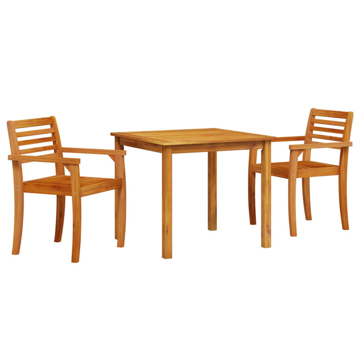 3 Piece Outdoor Dining Set - Solid Acacia Wood Ttipllk
