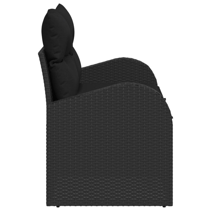 2-Seater Garden Sofa With Storage & Cushions Black Poly Rattan Axbblipo