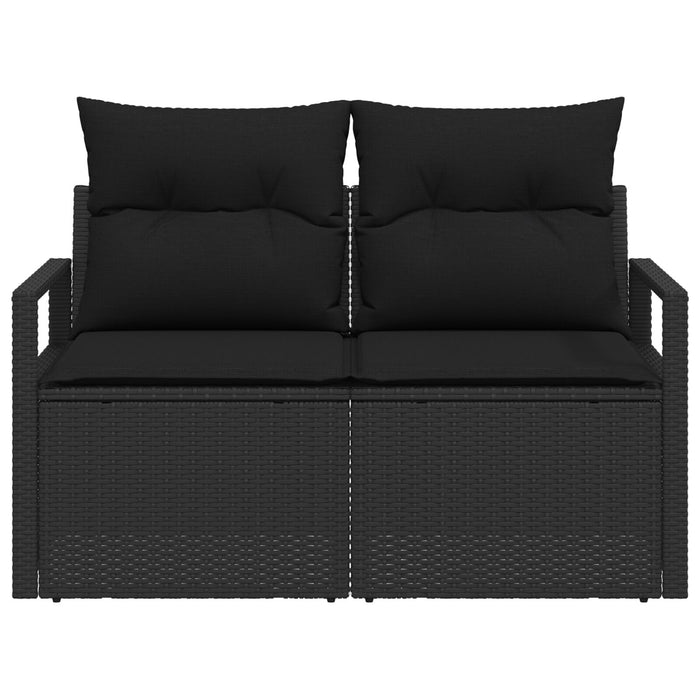 2-Seater Garden Sofa With Storage & Cushions Black Poly Rattan Axbbliio