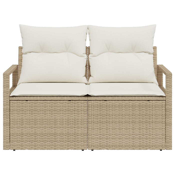 2-Seater Garden Sofa With Storage And Cushions In Beige Poly Rattan Axbblill