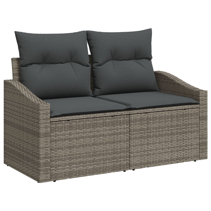 2-Seater Garden Sofa With Storage & Cushions In Grey Poly Rattan Axbblina