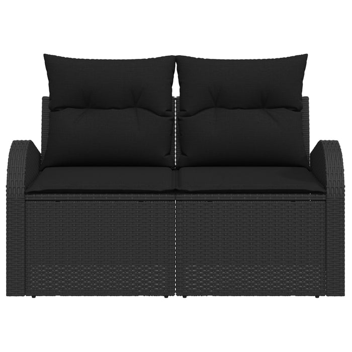 2-Seater Garden Sofa With Storage & Cushions Black Poly Rattan Axbblipo