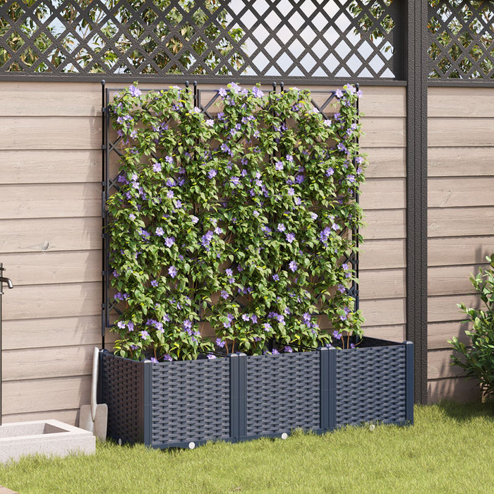 Garden Planter With Trellis 3 Pcs Grey 120X40X143 Cm Axbbxnlt