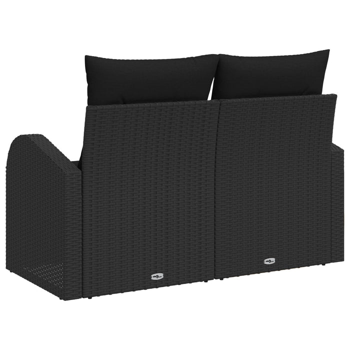 2-Seater Garden Sofa With Storage & Cushions Black Poly Rattan Axbblipo