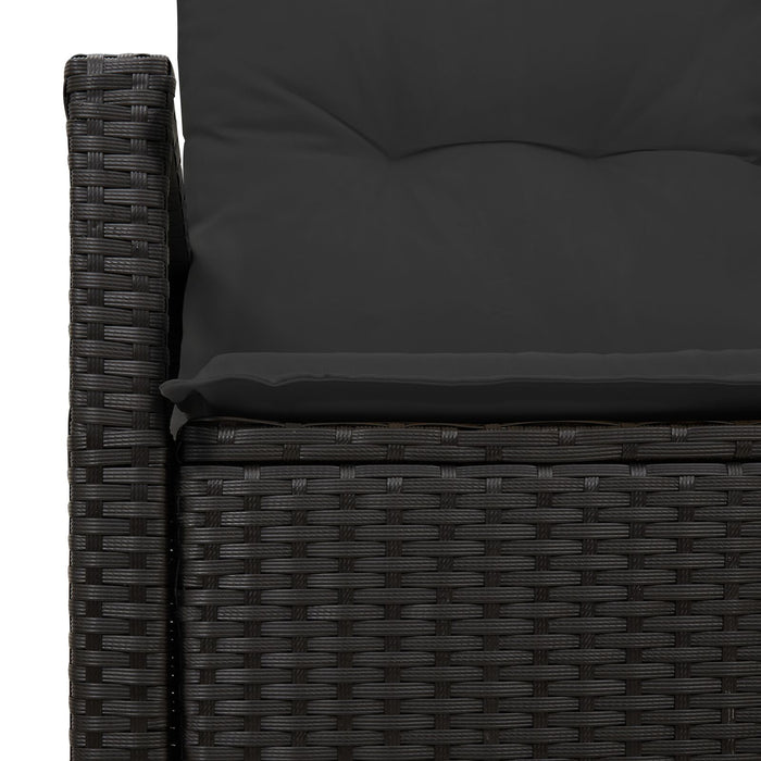 2-Seater Garden Sofa With Storage & Cushions Black Poly Rattan Axbbliio