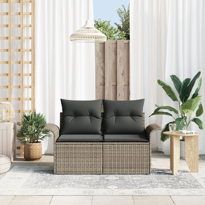 2-Seater Garden Sofa With Storage & Cushions Grey Poly Rattan Axbbliba