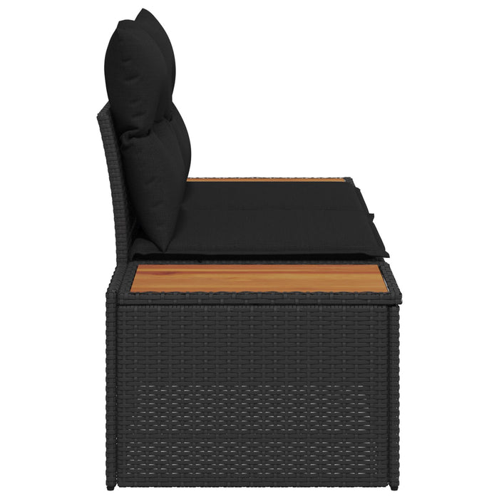 2-Seater Garden Sofa With Cushions Black Poly Rattan Axbblnot